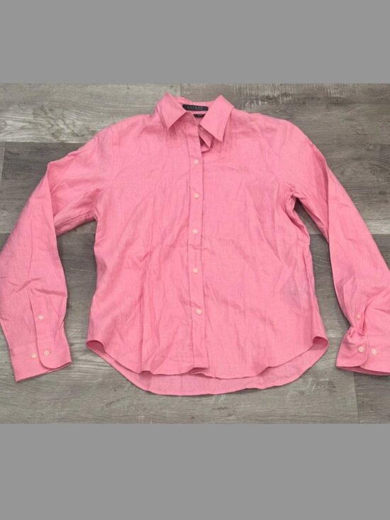 Lauren Ralph Lauren Tops - Vintage Ralph Lauren Petite Linen Relaxed Slim Fit Pink Shirt Womens S